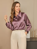 SilkSilky AU 19Momme Silk Long Sleeve Collar Women's Shirt PaleMauve 003