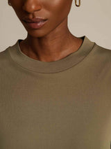 [Burnt Olive] SilkSilky-AU Half Sleeve Crew Neck Women's T-Shirt 004