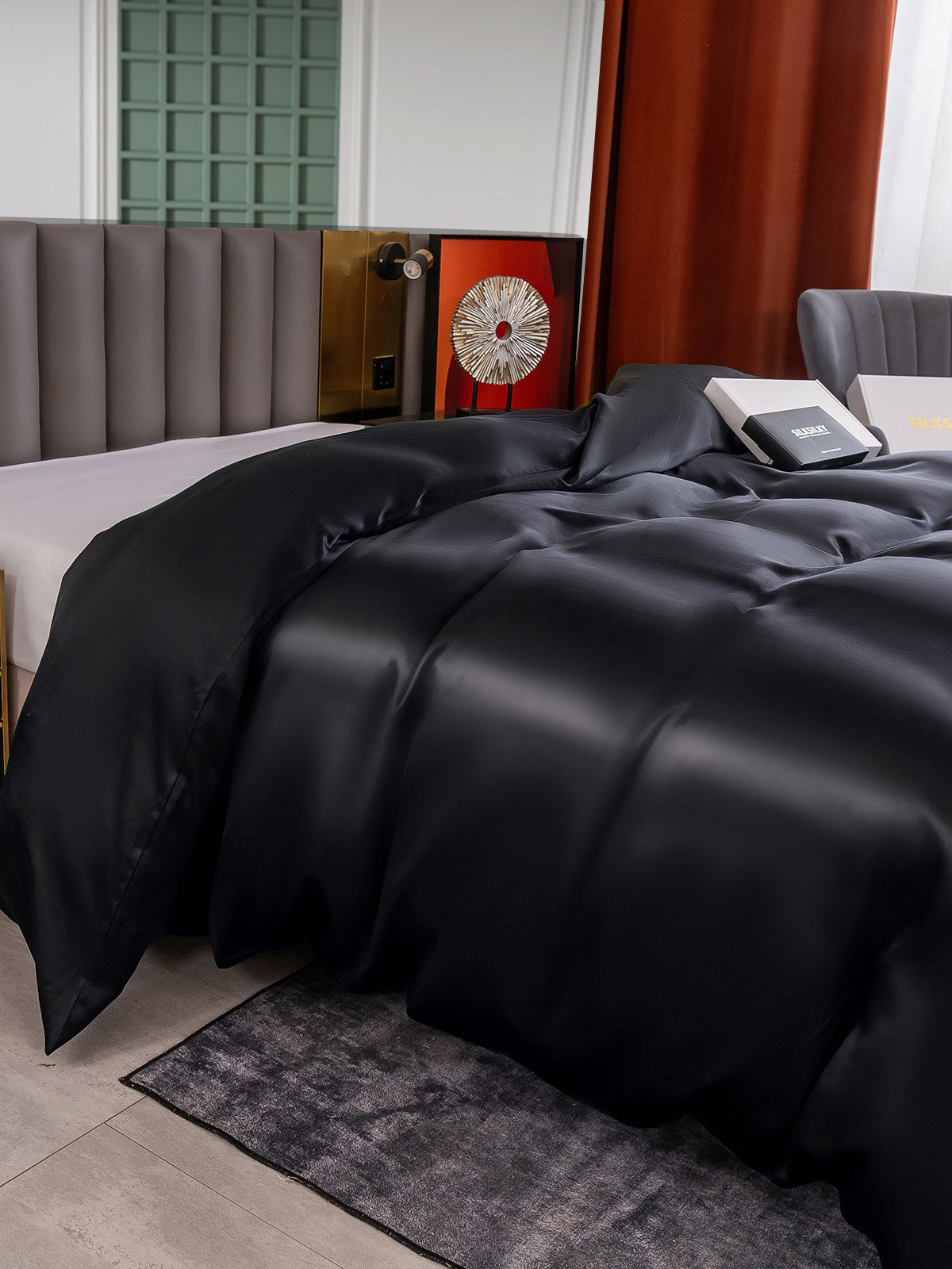[Black] SilkSilky-AU 25Momme Pure Silk Duvet Cover 003