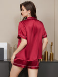 SilkSilky-AU Pure Silk Short Sleeve Lapel Women's Pyjamas Wine 002