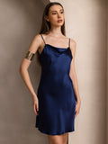 SilkSilky AU Pure Silk Sleeveless Cowl Neck Dress DarkBlue 006