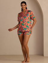 [Clay Elephant] SilkSilky-AU Short Sleeve Lapel Collar Women's Pyjamas 006