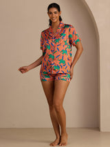 [Clay Elephant] SilkSilky-AU Short Sleeve Lapel Collar Women's Pyjamas 006