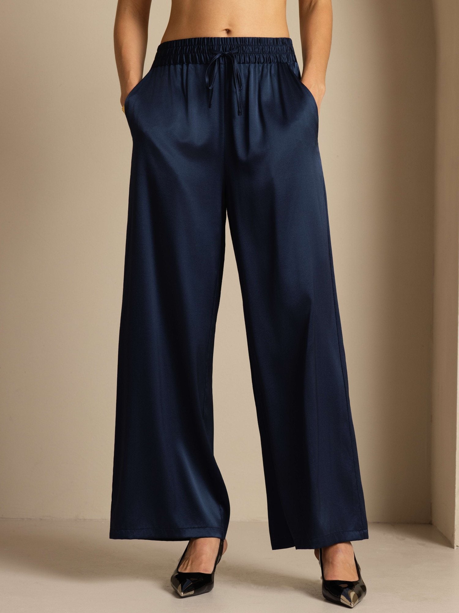 [DarkBlue] SilkSilky-AU 19Momme Silk Womens Pants 001