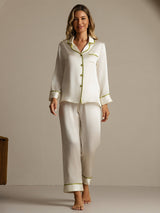 [White] SilkSilky-AU Long Sleeve Notch Collar Women's Pyjamas 008