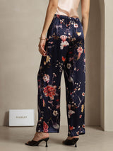 [Navy Floral] SilkSilky-AU 19Momme Silk Womens Pants 002