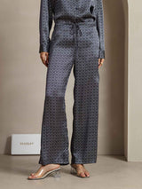 [Navy Ginkgo] SilkSilky-AU 19Momme Silk Womens Pants 001