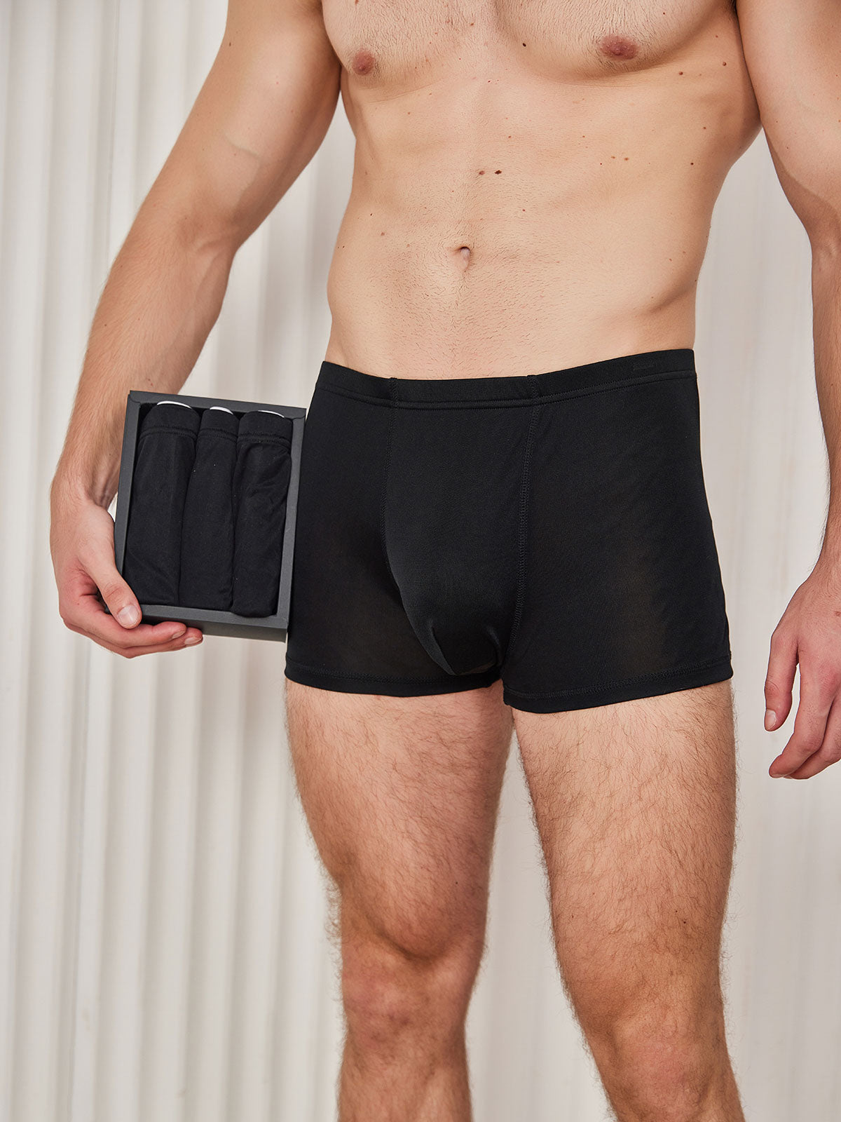 [Black] SilkSilky-AU 100% Silk Jersey Men's Underwear 001