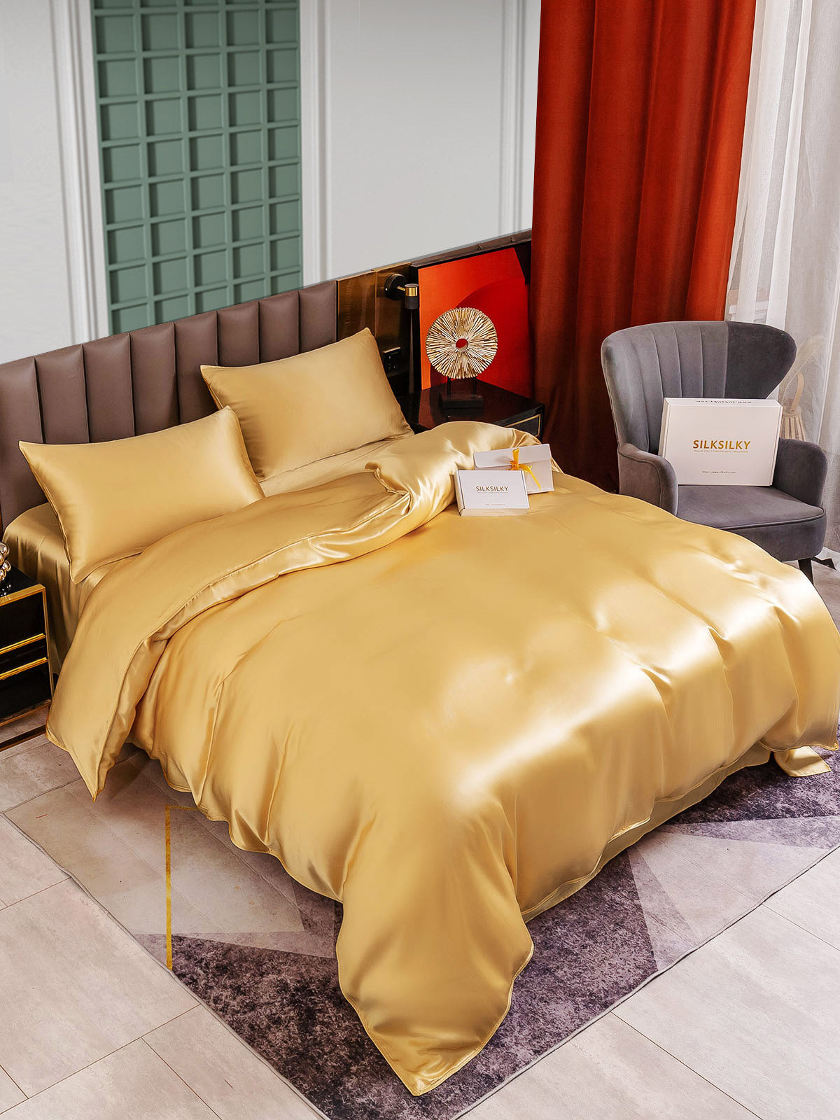 SilkSilky AU 25Momme Pure Silk Bedding Set Champagne 004