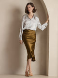 SilkSilky AU 19Momme Pure Silk Skirt Brown 005