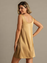 [Tan] SilkSilky-AU 19Momme Machine-Washable Silk Sleeveless Scoop Neck Nightgown 002