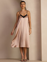 [Tuscany] SilkSilky-AU Spaghetti Strap V Neck Dress 006