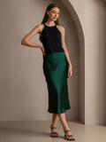 SilkSilky-AU 19Momme Pure Silk Skirt DarkGreen 003