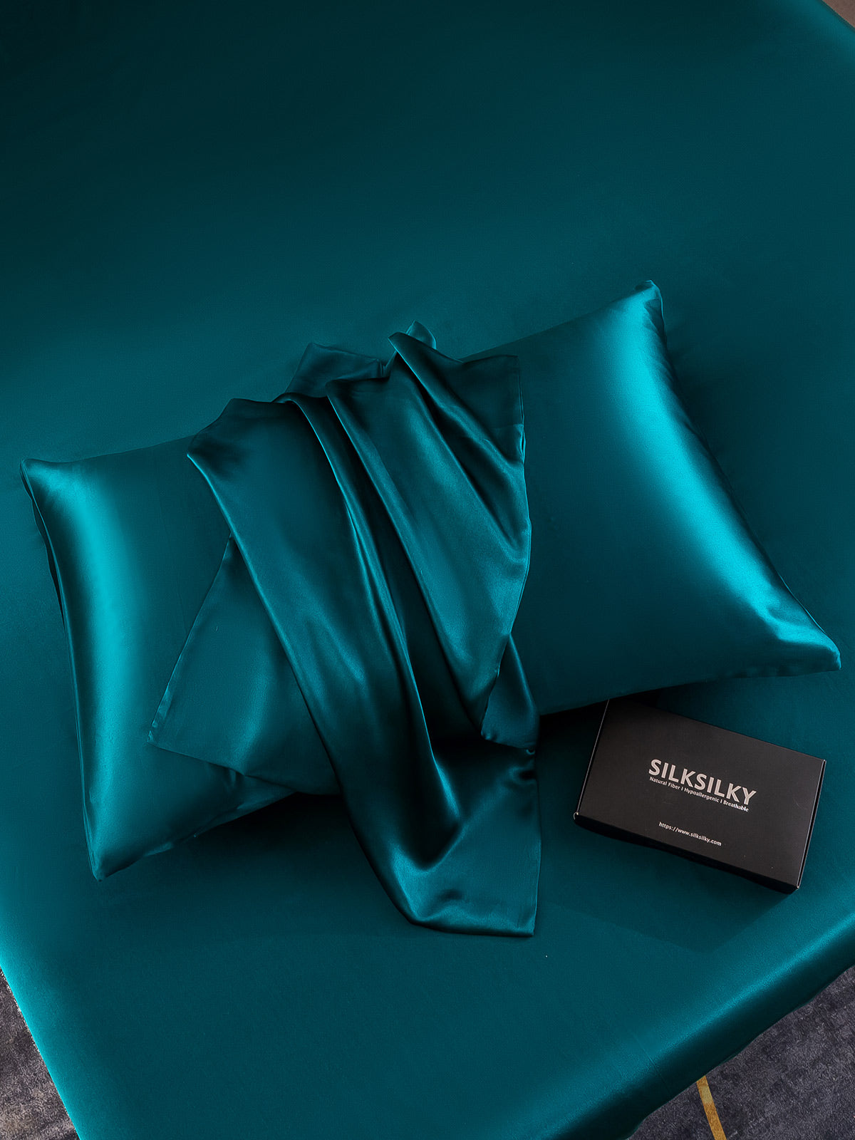 [Teal] SilkSilky-AU 22Momme Pure Silk Pillowcase 005