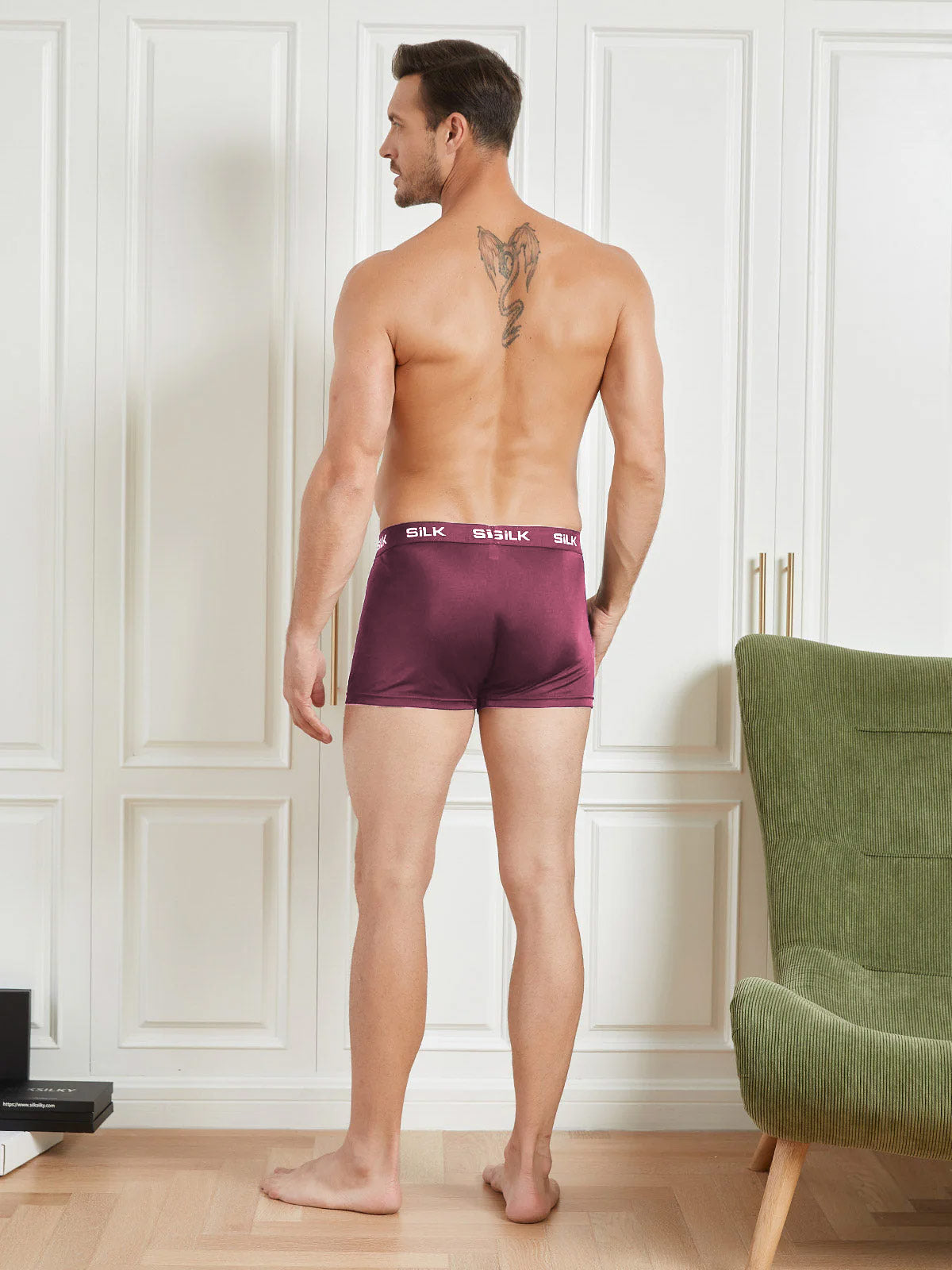 [Wine] SilkSilky-AU Pure Silk Mens Underwear 002