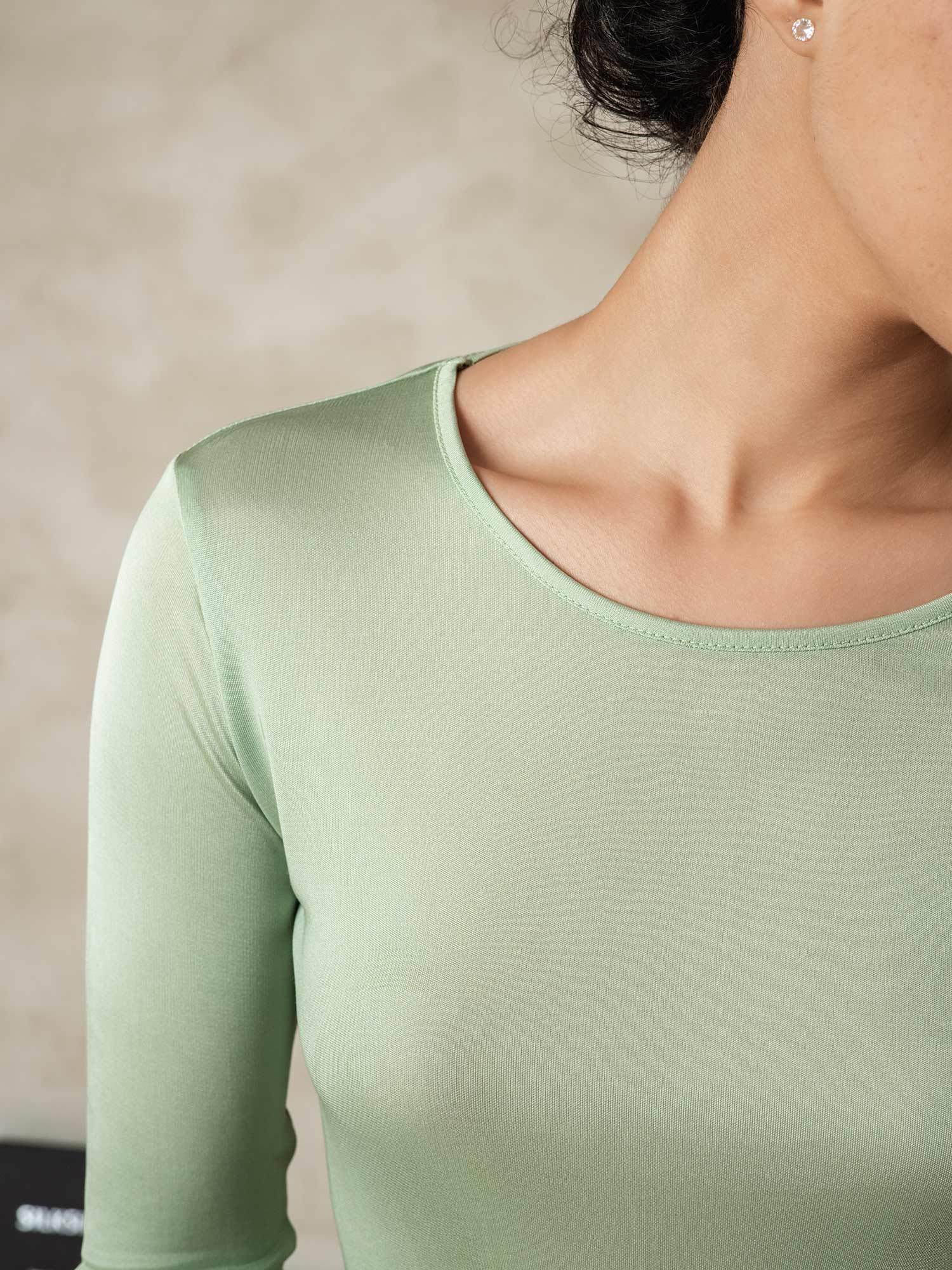 [Green] SilkSilky-AU Silk Knitted Round Neck Women's Pyjamas 005