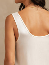 [White] SilkSilky-AU 19Momme Machine-Washable Silk Sleeveless Scoop Neck Women's Pyjamas 004