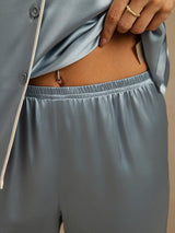 [Grayish Blue] SilkSilky-AU Long Sleeve Notch Collar Women's Pyjamas 005