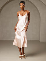 [Pink] SilkSilky-AU Sleeveless V Neck Dress 001