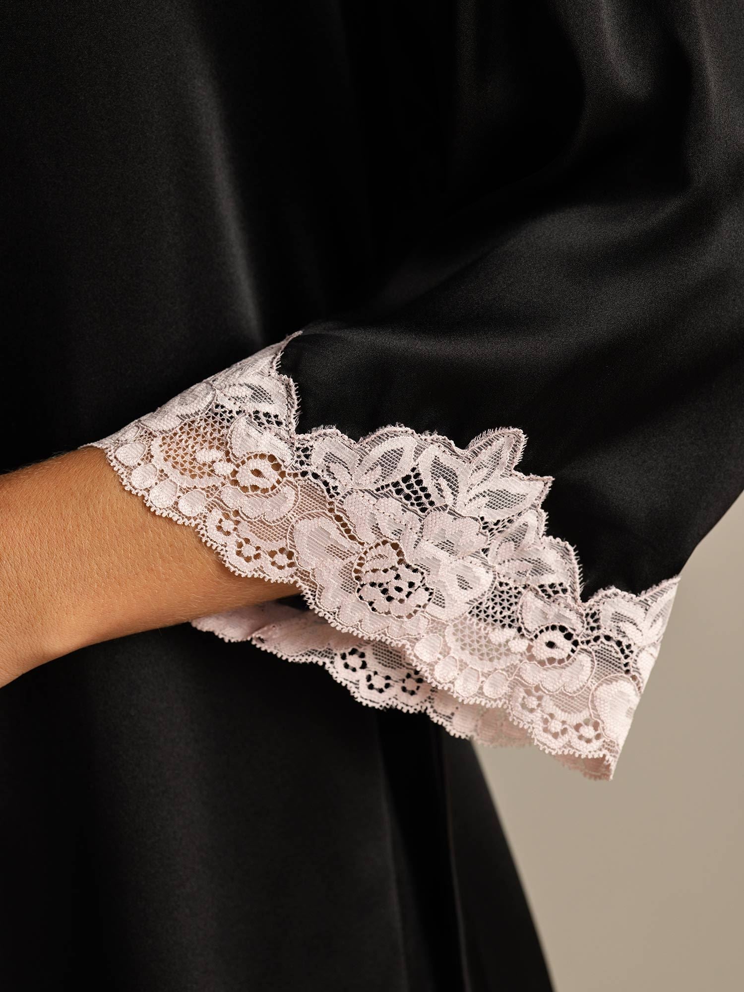 [Black] SilkSilky-AU Pure Silk Womens Robe 004