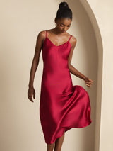 [Wine] SilkSilky-AU Sleeveless V Neck Dress 007