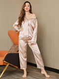 SilkSilky AU Pure Silk Long Sleeve Lapel Women's Pyjamas Pink 013