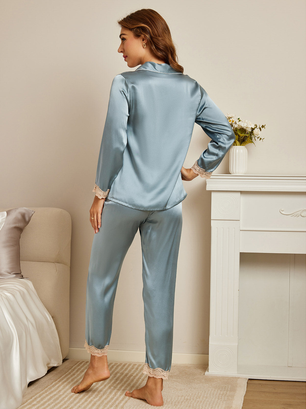 SilkSilky-AU-Pure-Silk-Long-Sleeve-Lapel-Women's-Pyjamas-Steel-Blue-004