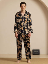 [Black Dragon] SilkSilky-AU Long Sleeve Lapel Collar Men's Pyjamas 001
