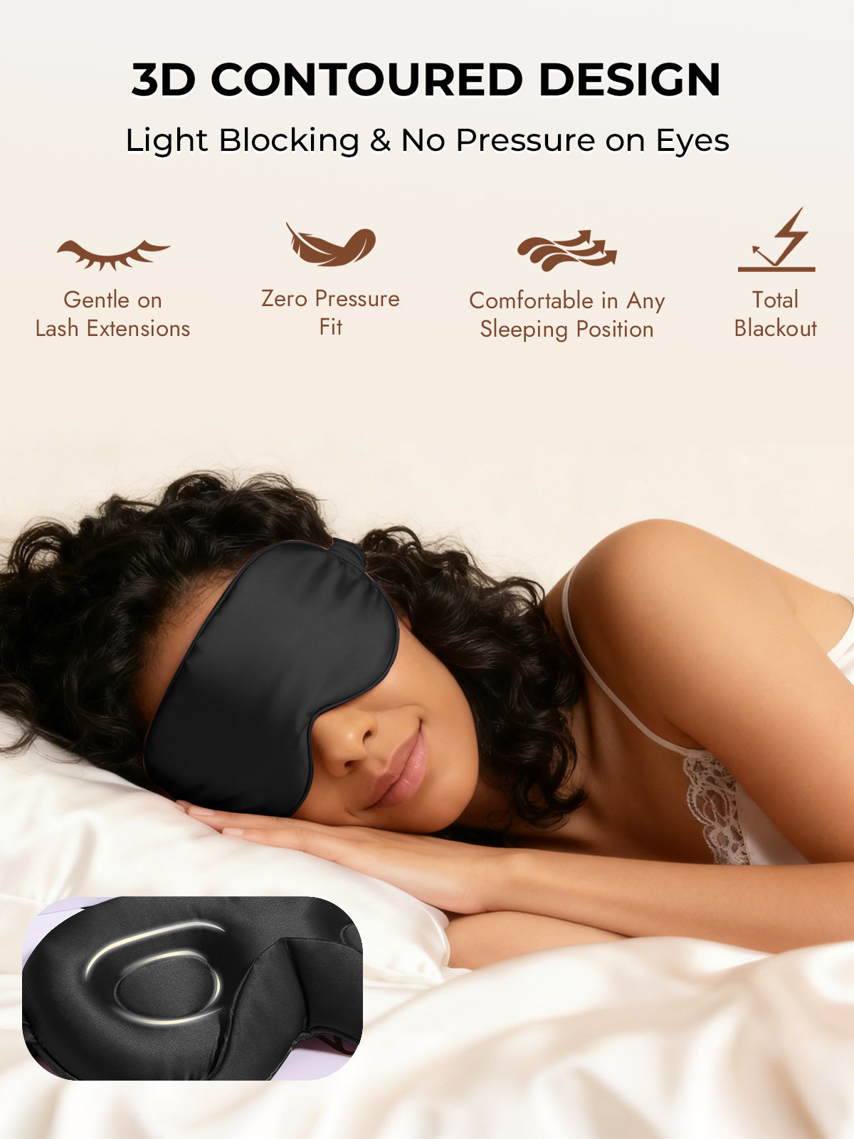 [Black] SilkSilky-AU Pure Silk Eye Mask 006