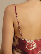 [Wine Dragon] SilkSilky-AU Spaghetti Strap V Neck Camisole Set 005