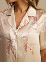 [Champagne] SilkSilky-AU Short Sleeve Lapel Collar Women's Pyjamas 005