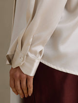 [Light Gray] SilkSilky-AU Long Sleeve High Neck Women's Blouse 005