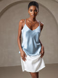 SilkSilky AU Pure Silk Sleeveless V Neck Camisole GrayishBlue 001