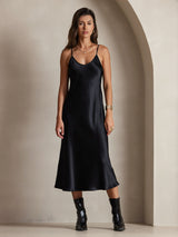 [Black] SilkSilky-AU Sleeveless V Neck Dress 003