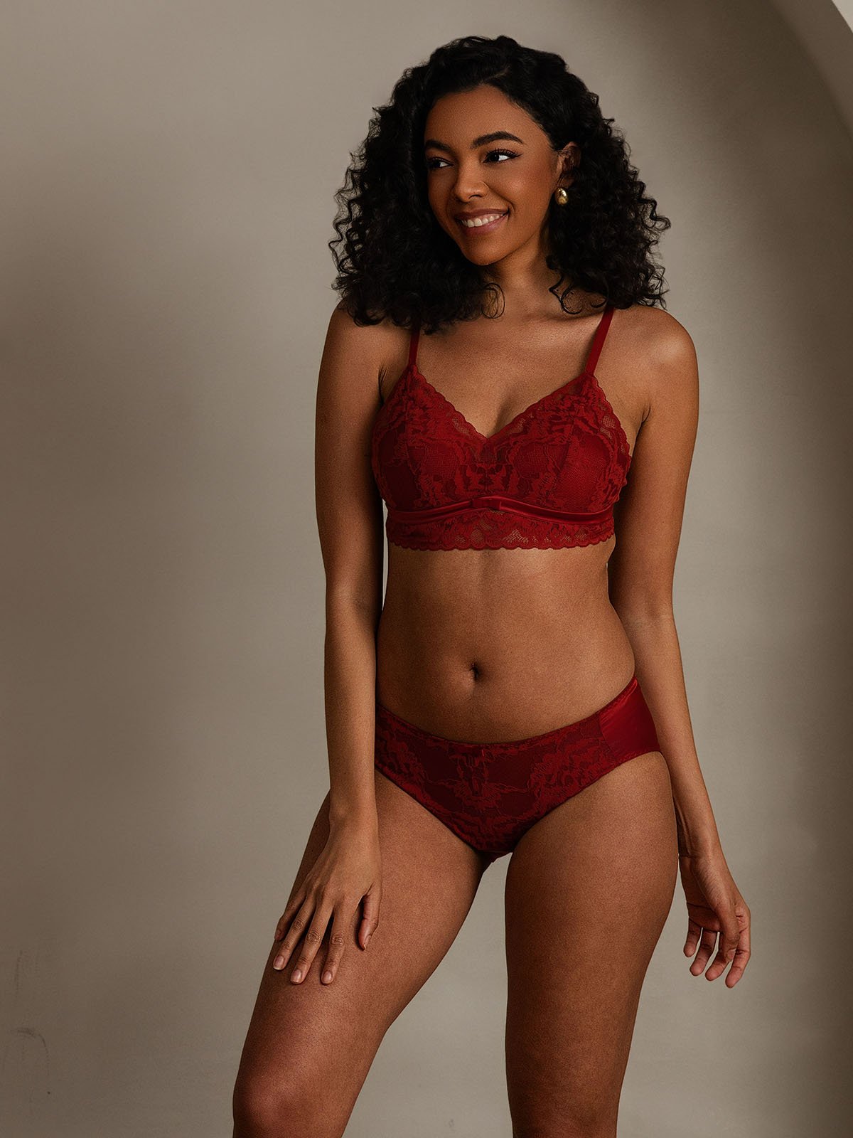 SilkSilky-AU Silk Bra&Panty Set DarkRed 001