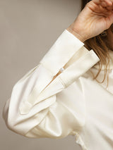 [Ivory] SilkSilky-AU 19Momme Silk Keyhole Neck Women's Shirt 007