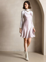 [Lavender] SilkSilky-AU Spaghetti Strap V Neck Dress 001
