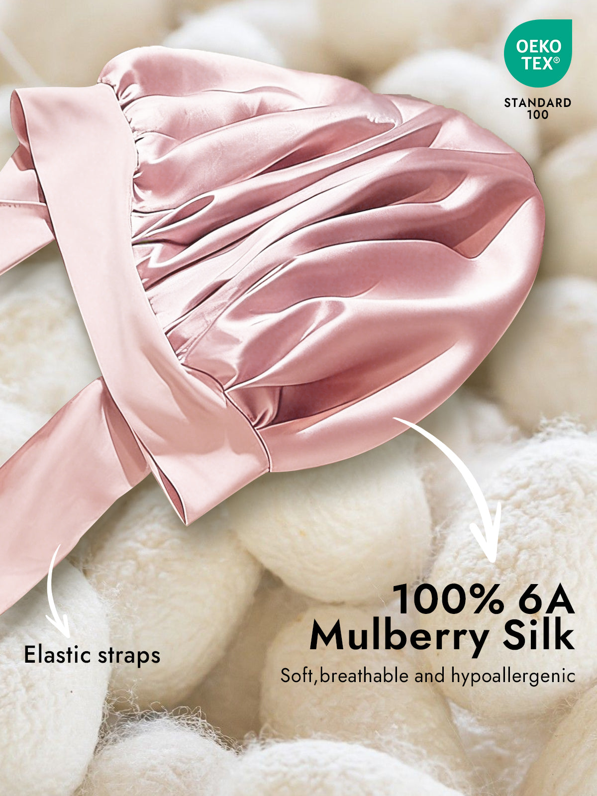 [Light Pink] SilkSilky-AU Pure Silk Sleep Cap 002