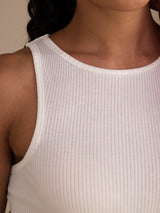 [White] SilkSilky-AU Sleeveless Crew Neck Camisole 005