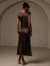 [Coffee] SilkSilky-AU Cap Sleeve Dress 002
