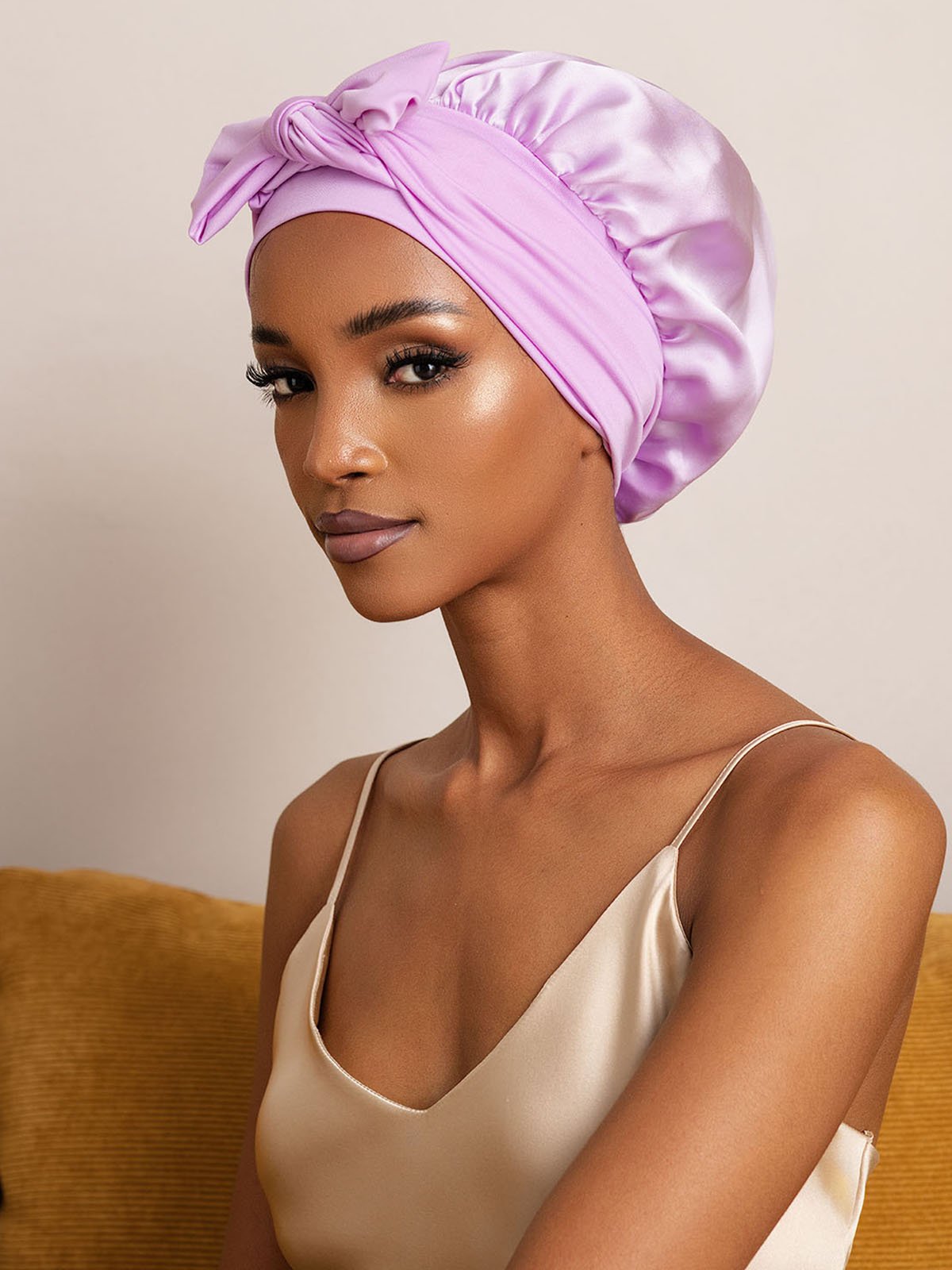 SilkSilky-AU Pure Silk Sleep Cap Lavender 004