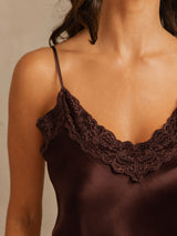 [Brown] SilkSilky-AU Sleeveless V Neck Camisole Set 004