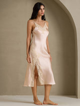 [Light Pink] SilkSilky-AU Sleeveless V Neck Nightgown 007