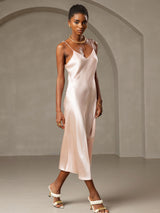 [Pink] SilkSilky-AU Sleeveless V Neck Dress 003