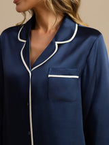 [Dark Blue] SilkSilky-AU Long Sleeve Notch Collar Women's Pyjamas 004