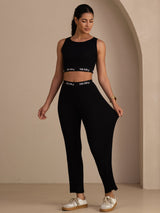 [Black] SilkSilky-AU Sleeveless Crew Neck Women's Outfit Sets 006