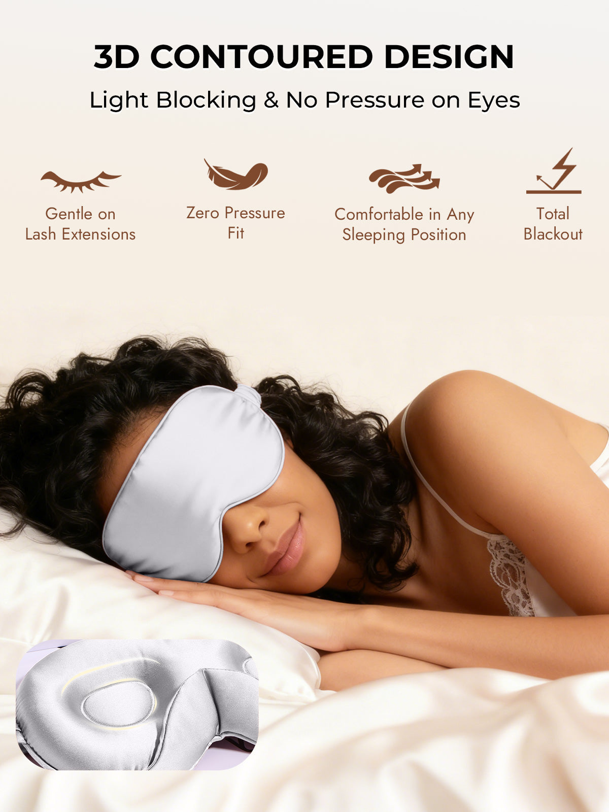 [Light Gray] SilkSilky-AU Pure Silk Eye Mask 006