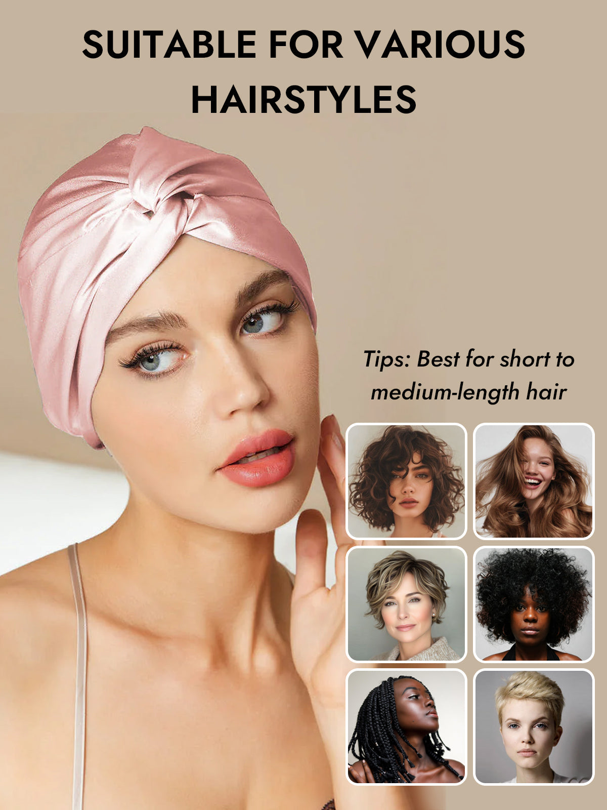 [Pink] SilkSilky-AU Pure Silk Sleep Cap 006