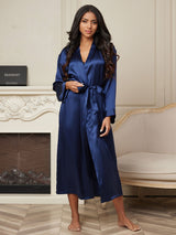[Dark Blue] SilkSilky-AU Long Sleeve Women's Dressing Gown 006