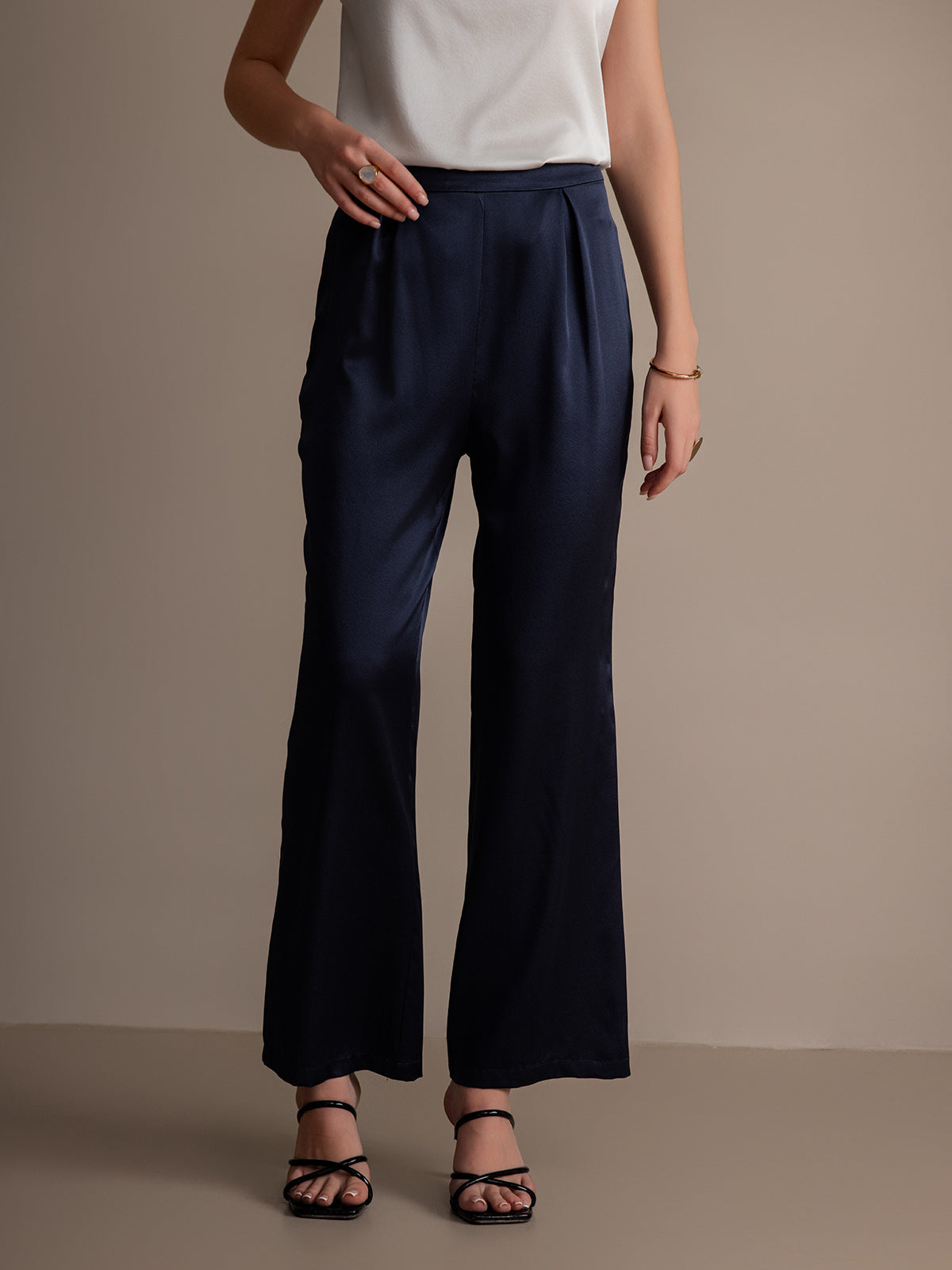 SilkSilky AU 19Momme Silk Womens Pants DarkBlue 003